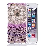 iPhone 6s Case, iphone 6 4.7 case, LTWS Tribal Mandala Flower Pattern Clear Transparent Flexible Grip Protective TPU Soft Case Rubber Silicone Skin Cover For iPhone 6S 4.7 inch (Purple)