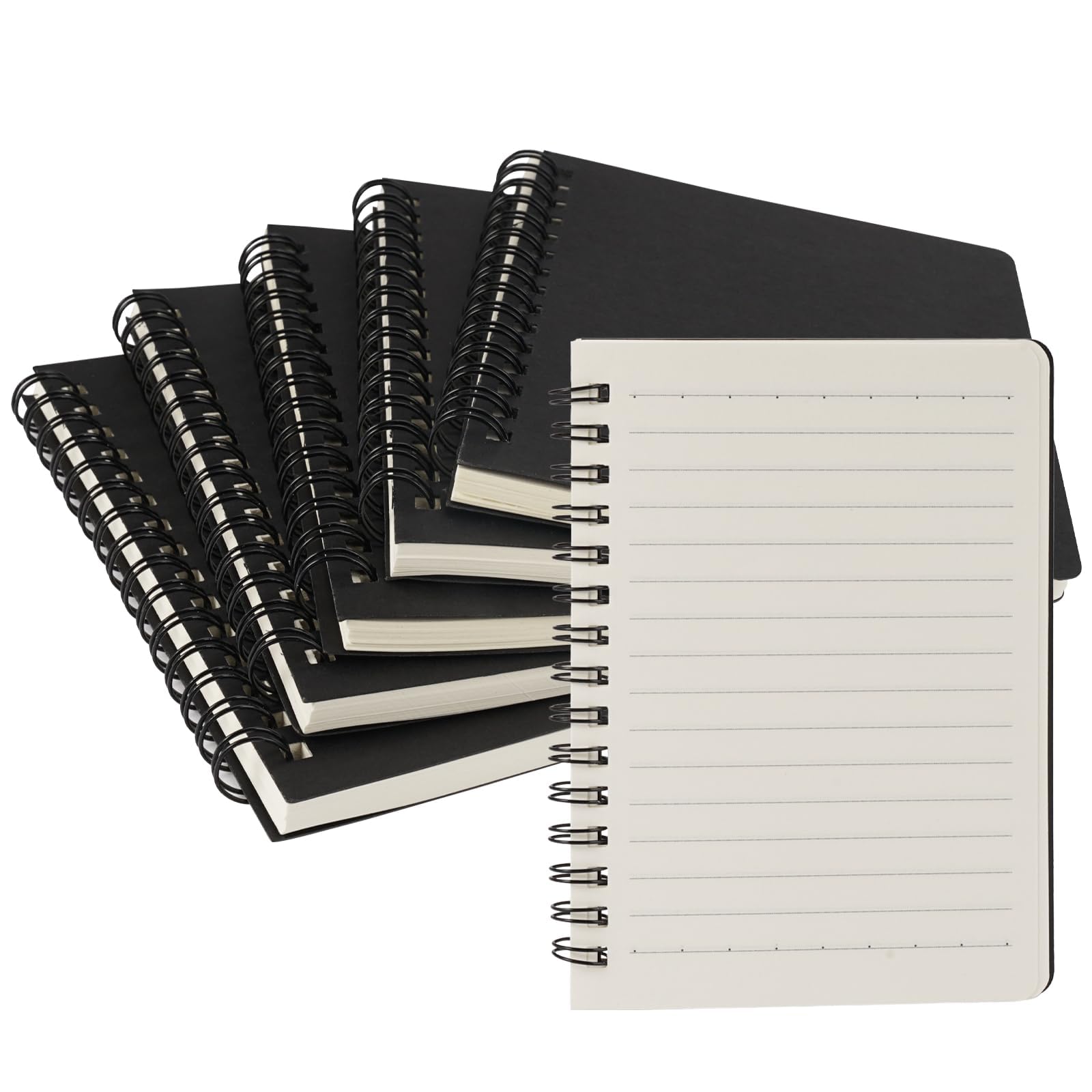 6 Pack Spiral Notebook A6,105mm x 148mm Shorthand Notebook,Kraft Notebook,A6 Pocket Notebook,50 Sheets 100 Pages,A6 Wirebound Notebook,Note Pads A6 Black Cover,Notepad for School Office Business