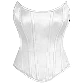 Daisy corsets womens Daisy Corsets Womens White Satin Steel Boned Overbust Corset Waist Cincher Bustier Top & Plus Size