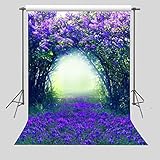 FUERMOR Background 5x7ft Purple Blue Flowers Photography Backdrop Studio Photo Props Room Mural RQ034