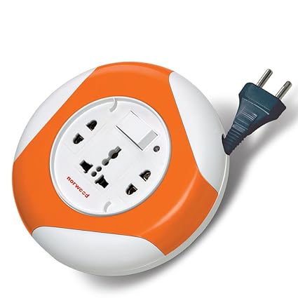 Norwood Trion 2 Pin Flex Box 5 Mtr With Indicator & International Socket (Color May Vary)