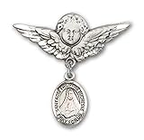 Sterling Silver Baby Badge Guardian Angel Pin with