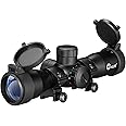 CVLIFE 4x32 Crossbow Scope, Red Green Illuminated Compact Crossbow Scopes for Hunting 20-100 Yards, Circles and Rangefinder Etched Glass Reticle Optic