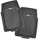 Motor Trend FlexTough Plus-2 Piece Front Car Floor Mats- Black Contour Liners-Deep Dish Heavy Duty Rubber Floor Mats for Car SUV Truck & Van-All Weather Protection, Universal Trim to Fit