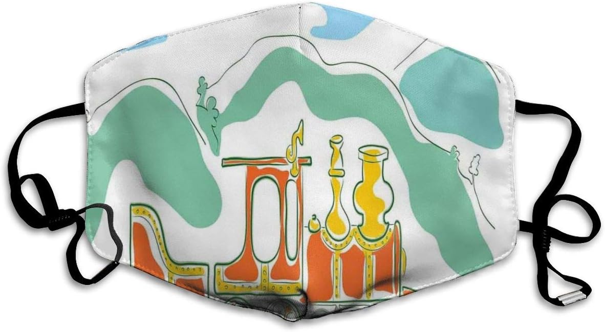Face Mask,Colorful Small Old Train Country Retro Kids Art Vintage Cartoon Print,Washable Reusable Breathable Adjustable Windproof Mouth-Muffle