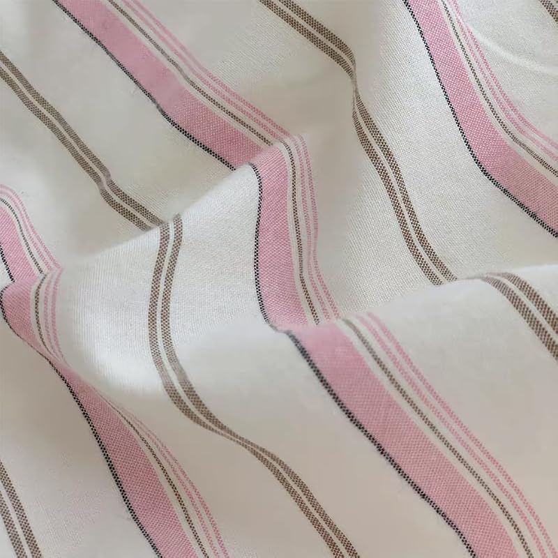 Bettwäsche 135x200 Rosa Weiß Gestreift Bettbezug Kissenbezug 80x80