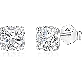 Moissanite Stud Earrings for Women,1ct-2ct Round cut heart design D Color 18K White Gold Plated 925 Sterling Silver Hypoallergenic Flat Back 1 Pair earring Valentine's Day gift