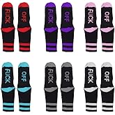 Comidox 6Pairs Fuck Off Letters Socks Cotton Half Crew Socks Soft Funny Casual Sports Socks For Men Women Couples 6 Colors