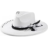 H.Busque Wide Brim Fedora Hat Mens Women Felt Panama Hats Dress Up Handmade