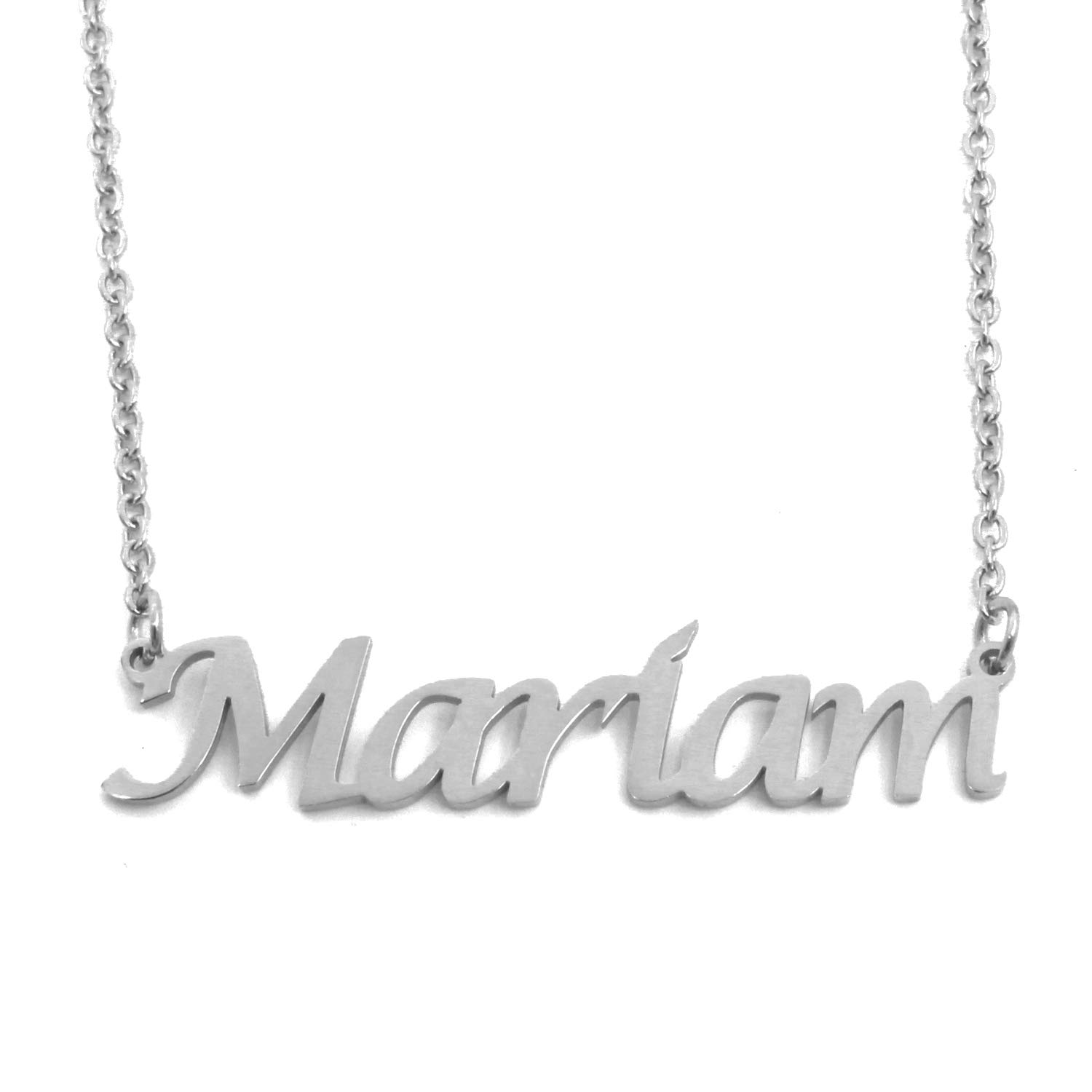 Kigu Mariam Personalised Name Necklace Adjustable Chain - Silver Tone - Incl Packaging