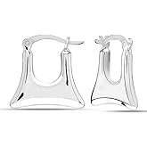 Charmsy Women's 925 Sterling Silver Chunky Hoop Earrings Jewelry | Classic Textured Click-Top Hoops Earring | Silver Hoop Earrings for Women