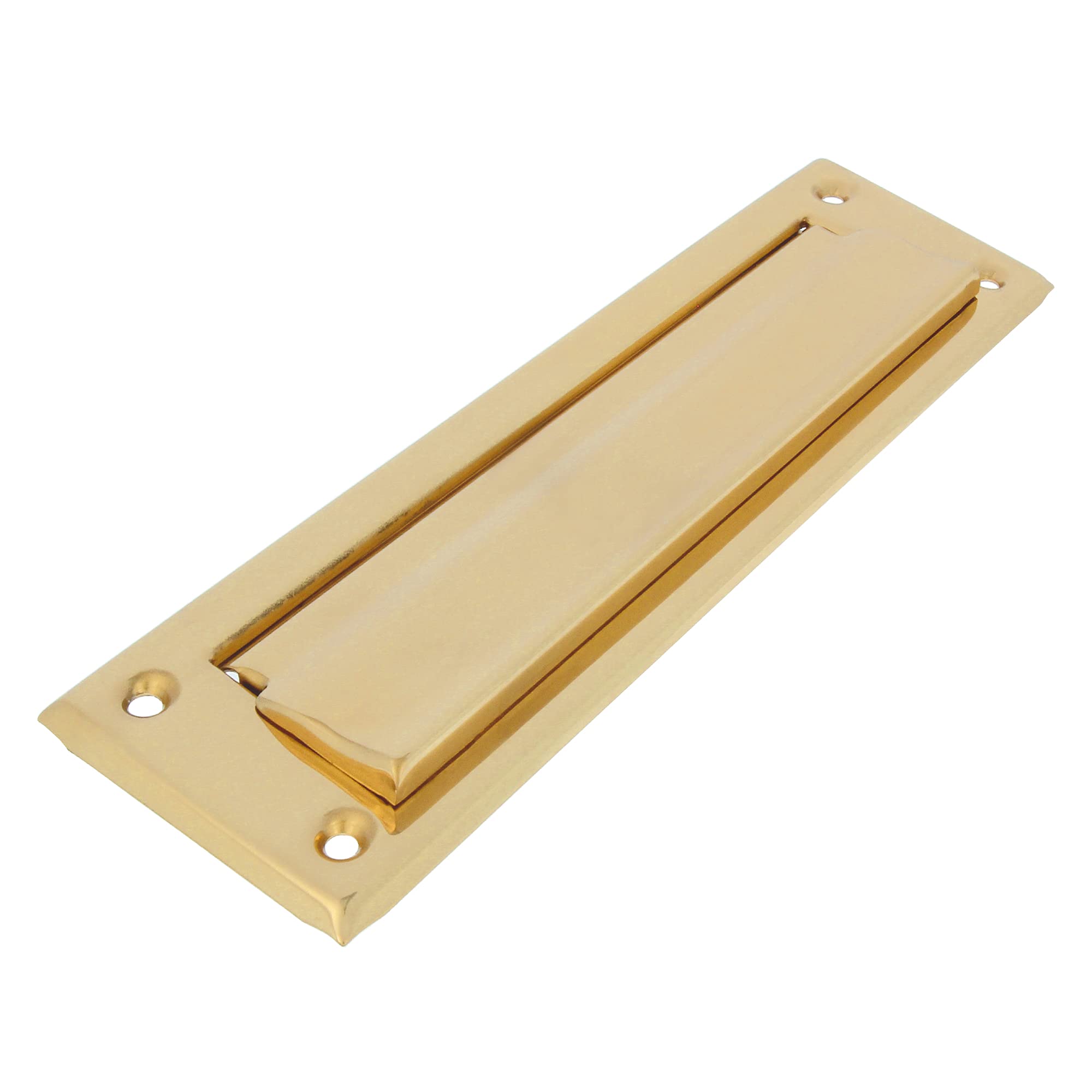 Amig - Mail Slot Golden Mod. 1 - Flap for Walls or Doors - Letter Collector with Brass Cover - 254 x 78 mm - Slot Size: 198 x 48 mm - Polished Gold Color - Letter Slot