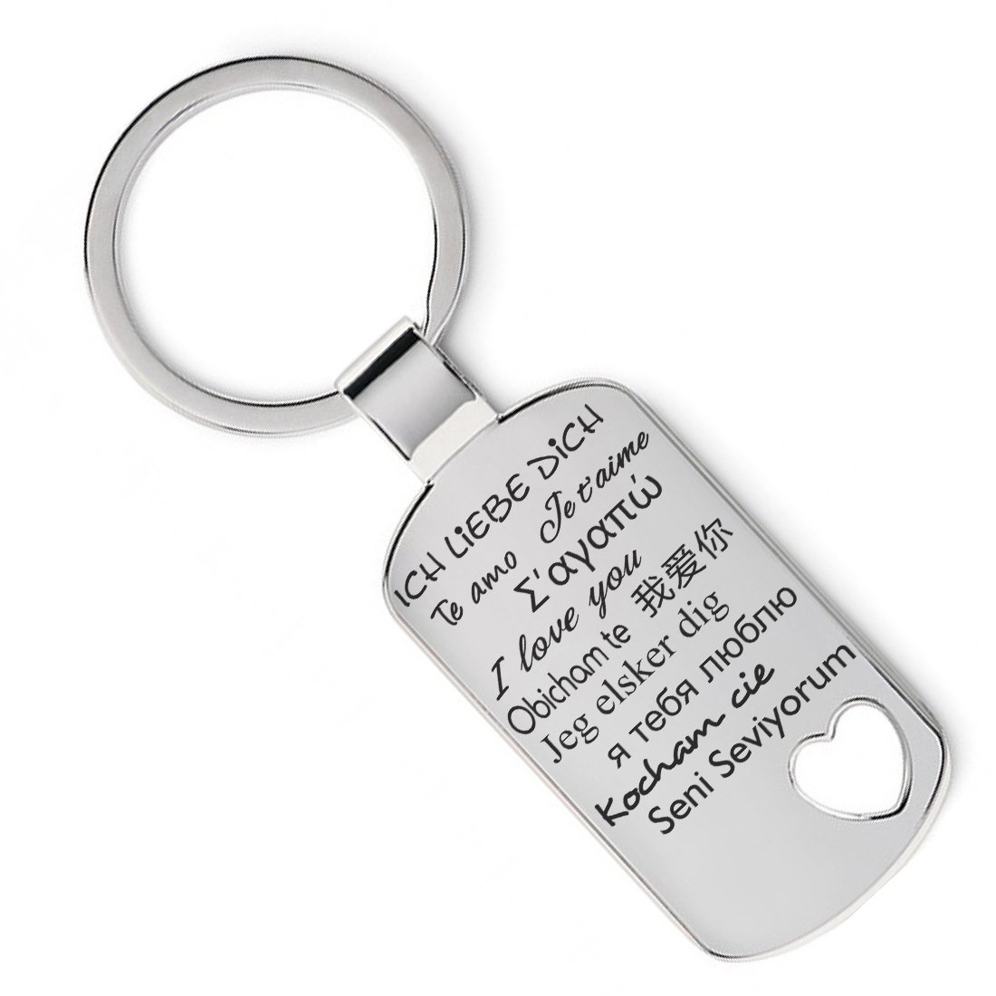Lieblingsmensch Lieblingsmensch Schlüsselanhänger Modell: Ich Liebe Dich - Weltweit Herz Keyring, 12 cm, Silver (Silber)