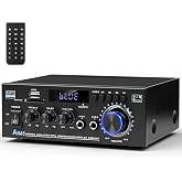 CiLmirsac AK45 Bluetooth 5.0 Audio Amplifier 400W 2 Channel Stereo Receiver | FM Radio, USB/SD Card Playback, MIC Input, Remote Control, Suitable for Home Theater Passive Speakers