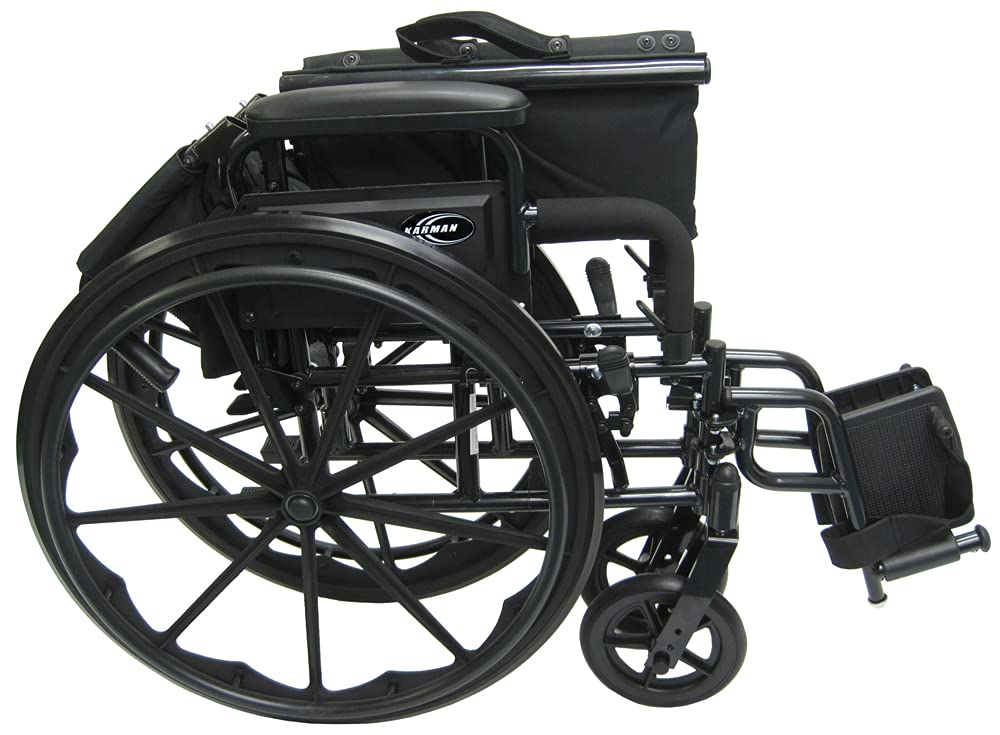 Karman Healthcare 802-DY 30 lbs Ultra Lightweight Wheelchair with Removable Footrest in Black, 18