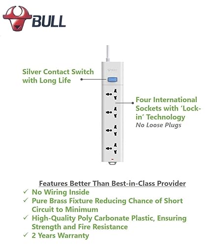 Bull 4 Socket,1 Switch, Wire Extension Board