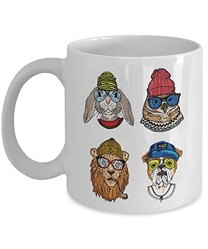 Cool Hipster Rabbit Owl Lion Bulldog Graphic Hippie