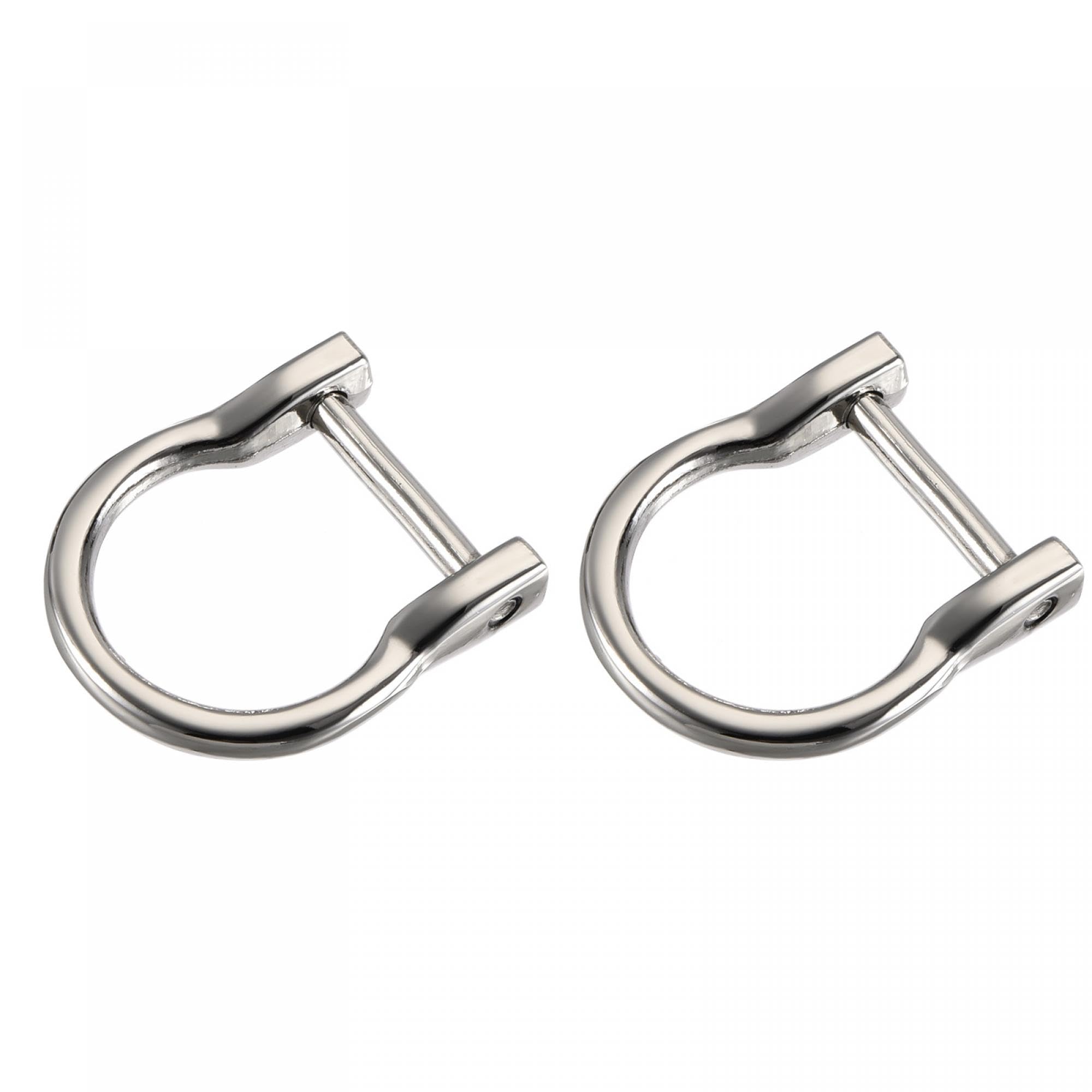 METALLIXITY Horseshoe D-Rings (23mm) 2pcs, Screw-in U-shaped Buckles Shackle - for Car Keys Keychain Bags Leather Crafts, Silver Tone