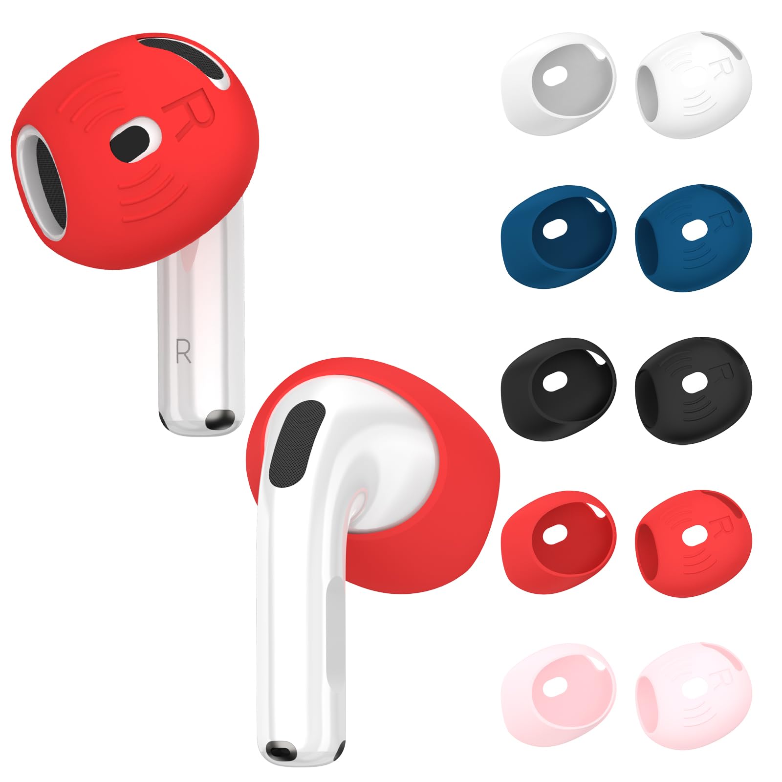Photo 1 of [5 Pairs] for AirPods 4 Ear Tips Covers Sport Anti Slip Anti Scratche Skin Soft Silicone Eartip AirPods 4 Gen Earbuds Accessories Compatible with Apple AirPods 4th Generation (5 Colors Mix)