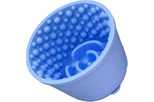 Evenco 2-in-1 Licking Toy & Silicone Slow Feeder Bowls with Suction Cup - Non-Slip Mat for Bored Small Breed Dogs, Anxiety Relief, Anti-Choking (4.3" x 2.9", Light Blue)