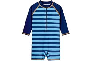 LIBREDGE Baby Boys Swimsuit Long Sleeve Bathing Suit Zipper Bathing Suit Rash Guard Infant Beach Boys' Swimwear