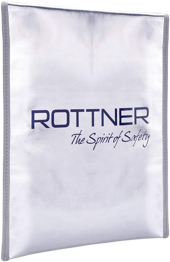 Rottner T06216 Fireproof Document Holder Bag A4 Size Silver