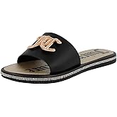Juicy Couture Women's Slide Sandals - Glitter Bling Open Toe Sparkle Flats - Dressy Summer Casual Footwear