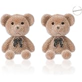 Yudisho Plush Bear Earrings for Women, Soft Brown Faux Fur Dangle Earrings, Cute Kawaii Animal