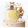 Bear Cake Toppers Bear Balls Cake Decorations with Stars Clouds Cake Toppers for Boy Girl Baby Shower Birthday Party Decorations (Brown Bear Set)