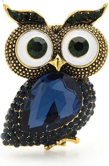 CLEARNICE Kristall Big Eyes Eule Broschen F r Frauen Klassische Blue 