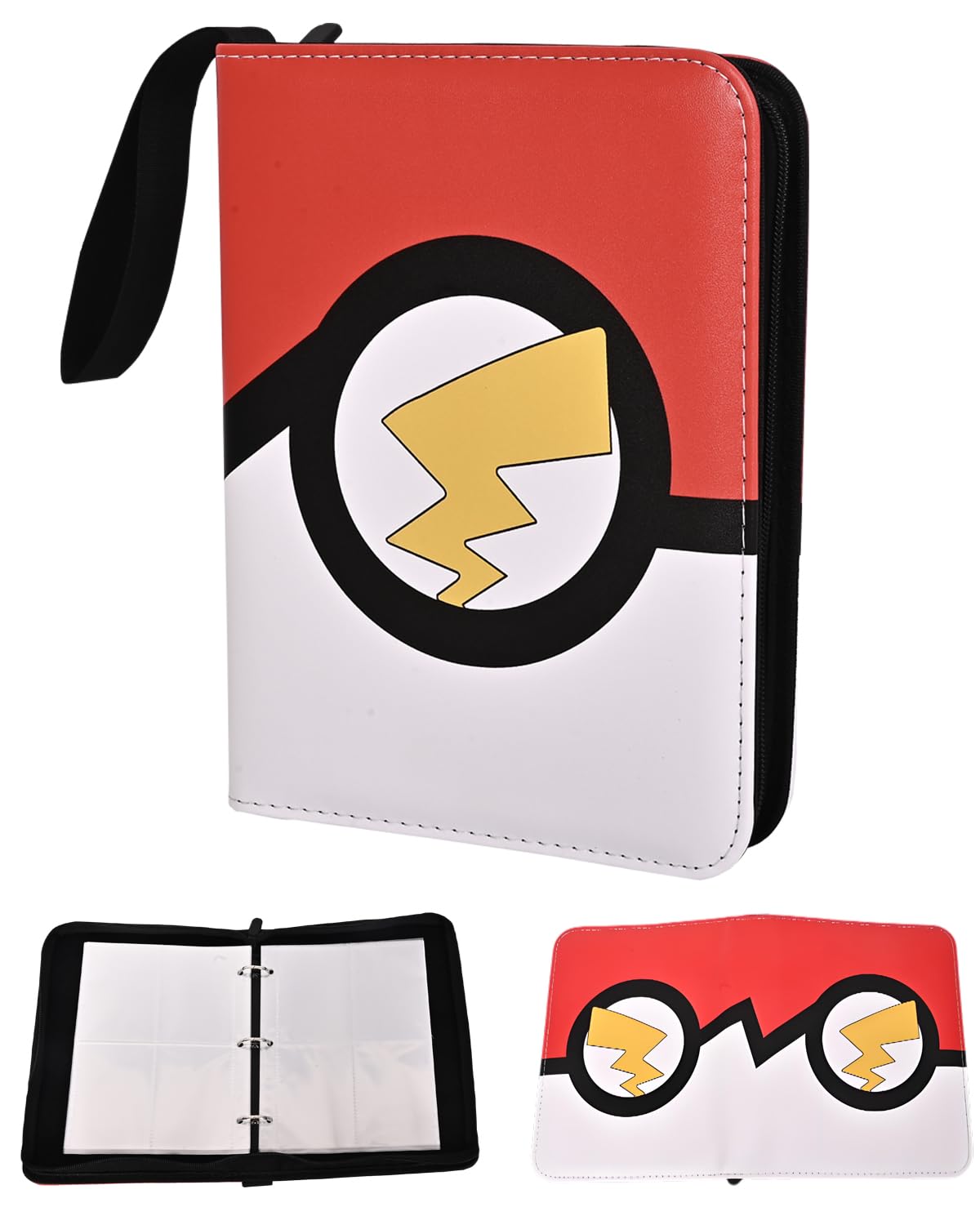 Photo 1 of 4 Pocket Trading Card Binder, Waterproof Cards Collection Binder with 50 Removable Sheets for 400 Cards Storage, Card Holder Book for TCG,MTG(Red)