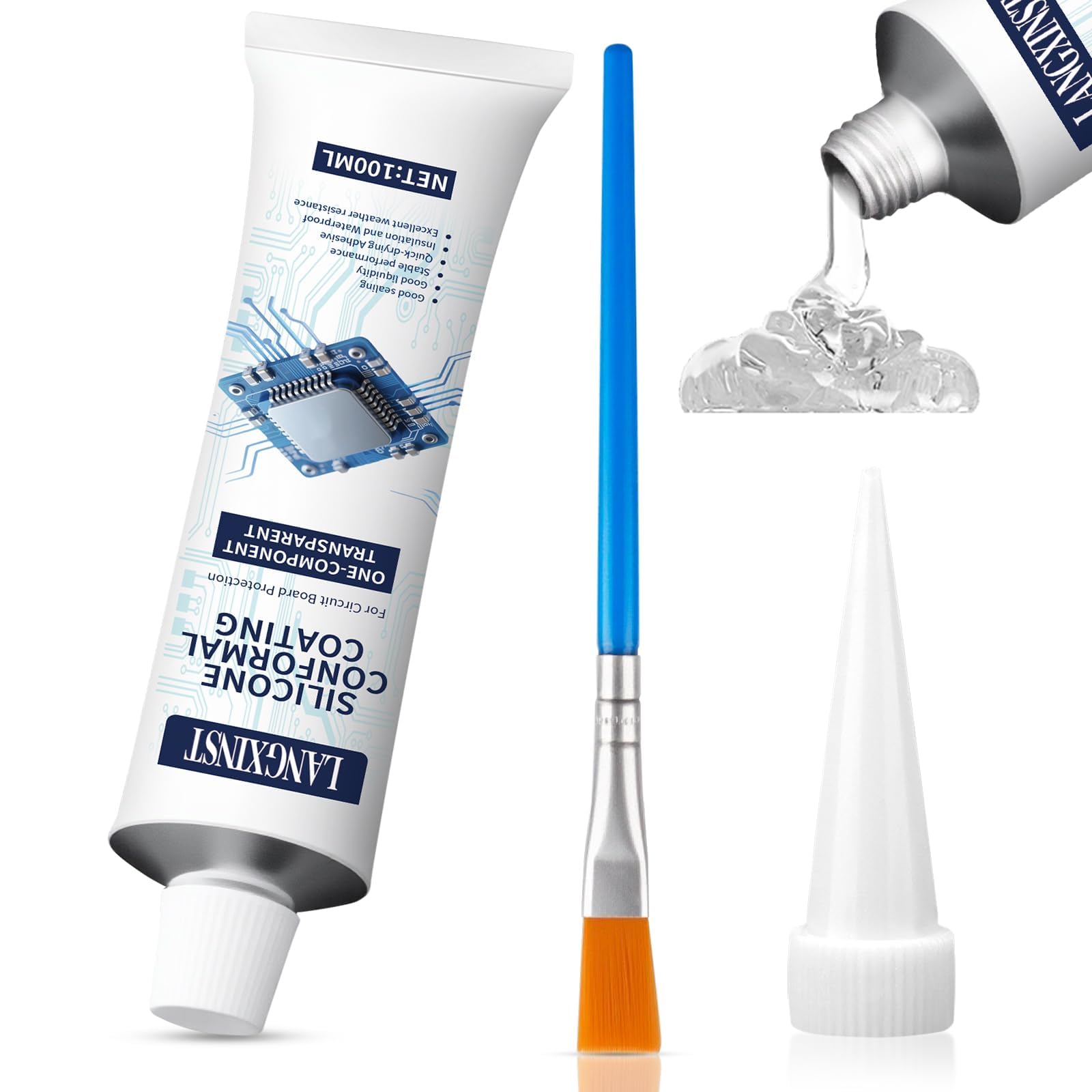 Photo 1 of 100ml Conformal Coating for Electronics, Silicone Adhesive Sealant Transparent Insulating Sealant, Strong Fluidity Waterproof for Circuit Boards Appliance Control Boards LED Lamps