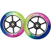 CLAS FOX Mixture Wheels 88A Pro Stunt Scooter Wheels One Pair with ABEC-9 Bearings CNC Metal Core (2pcs) (Red+Yellow+Blue, 110mm)
