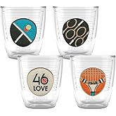 Tervis Grass Court Collection Made in USA Double Walled Insulated Tumbler Travel Cup Keeps Drinks Cold & Hot, 12oz 4pk, Classic