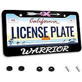 Breast Cancer Awareness Warrior License Plate Frame Pink Ribbon for Car Decorative Parts Stainless Steel License Plate for Standard Us Canada License Plate Holder 12x6 Inch