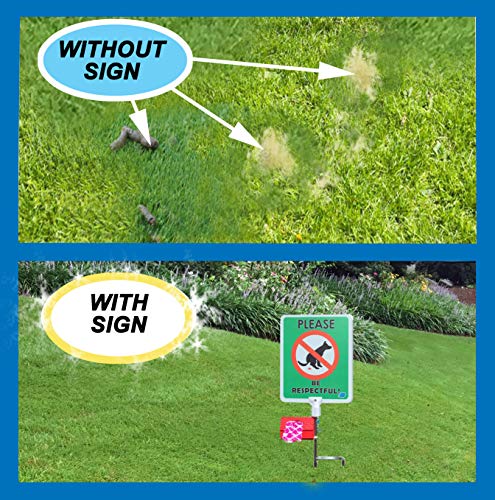 No Poop Dog Signs Poop Bag Dispenser | Stop Dogs from Pooping On Your Lawn | Sign Reads:Please Be Respectful | Protect Property | No Poo | No Pooper Scooper | Biodegradable (Please Be Respectful)