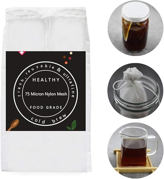 2 Pack Cold Brew Coffee Bag 8.6"X5" Ultra Fine Mesh75 Micron Food