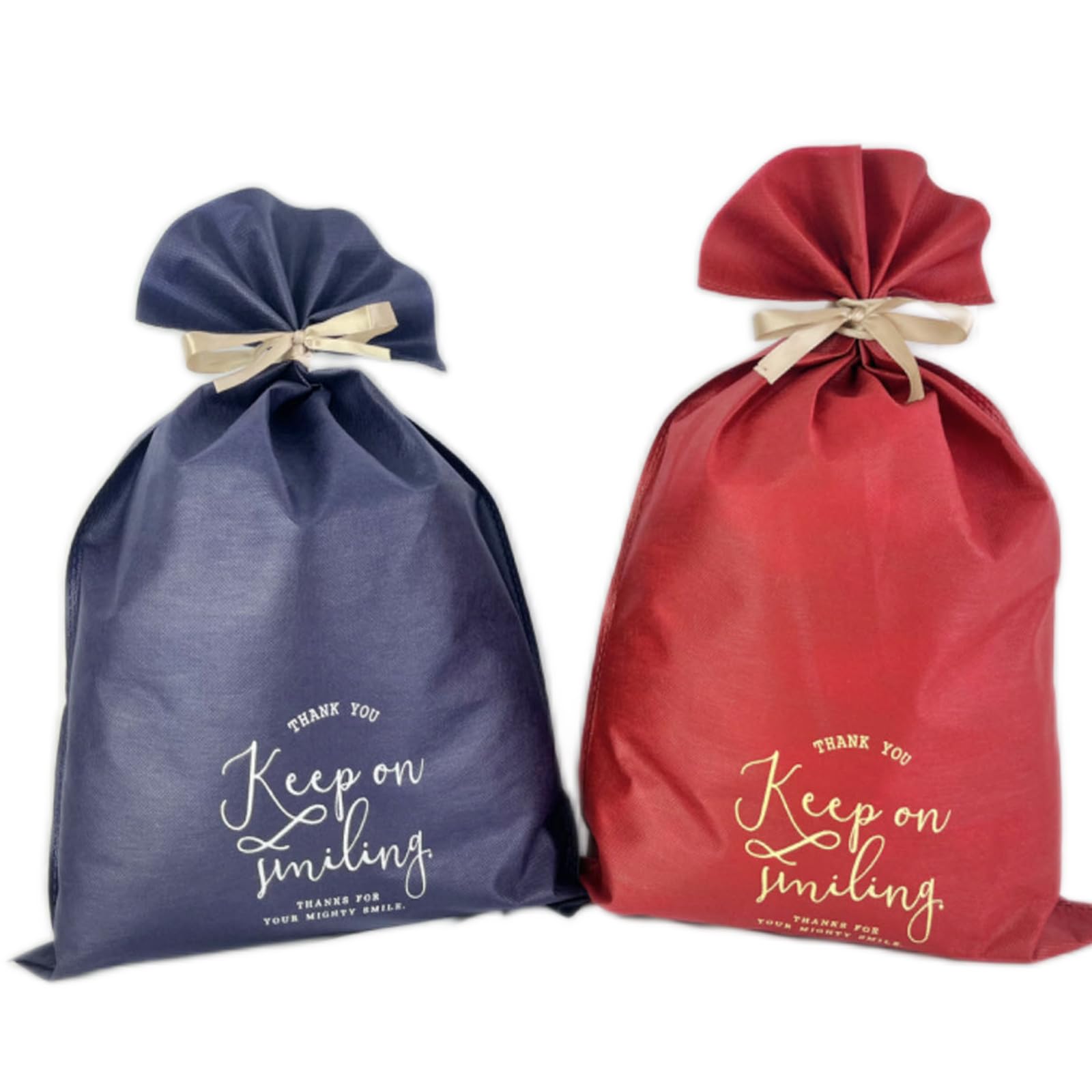 ラッピング 袋 大きい ギフトバッグ 不織布 50×35cm 【2枚セット】 プレゼント用 贈り物 包装袋 キャンディお祝い バッグ (L【2pcs】(50×35cm)) の商品画像