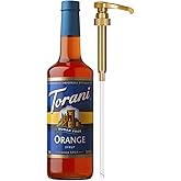 Torani Sugar Free Syrup, Orange Flavoring for Drinks, Zero Calorie, Glass Bottle with Pump Included, 25.4 Fl Oz