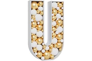 MEYSIMOON 3FT Large Marquee Letters Mosaic Balloon Frame Pre-cut Foam Board Marquee Light Up Letters U for Birthday Party Decorations,Wedding,Baby Shower DIY Party Supplies (Letter U)