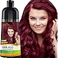 Herbishh Hair Color Shampoo - Magic Dye for Gray Hair, Long Lasting Color in Minutes, 3-In-1, Ammonia-Free, 500 Ml (Wine Red)