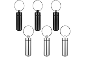 Tideme Cremation Jewelry - 6 PCS Urn Necklaces, Cylinder Vial Cremation Urn Key Chains, Memorial Jewelry, Black+Silver, Small