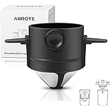 Pour Over Coffee Filter, Portable Stainless Steel Reusable Coffee Dripper Cone - Mini Collapsible Paperless Single Serve 1-2 