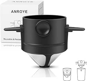 Pour Over Coffee Filter, Portable Stainless Steel Reusable Coffee Dripper Cone - Mini Collapsible Paperless Single Serve 1-2 Cup Coffee Maker for Travel Camping Offices Backpacking