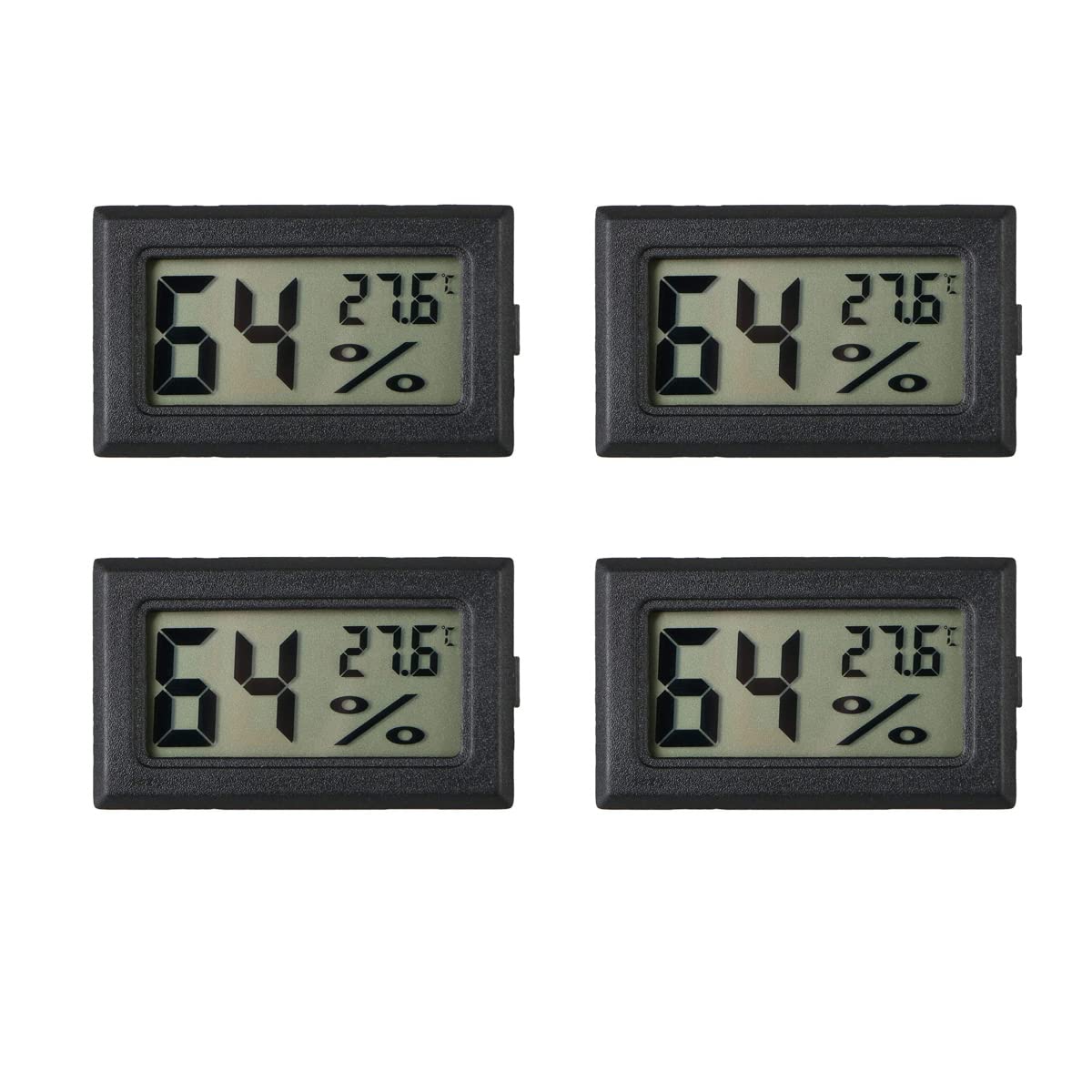 Mini Hygrometer Thermometer,INRIGOROUS 4 Pcs LCD Digital Temperature Humidity Meter Thermometer Humidity Gauge Meter for cigar humidor Reptile Incubator Aquarium Poultry office bedroom living room (4)
