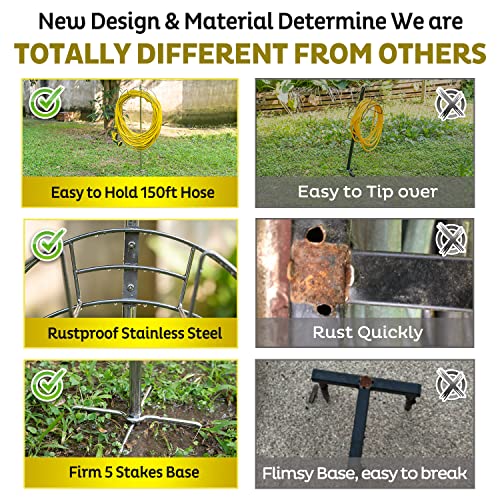 Stainless Steel Garden Hose Holder, SOLIGT Heavy Duty Freestanding Hose