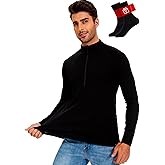MERINNOVATION Merino Wool Base Layer for Mens - Wool Half Zip Sweater Long Sleeve Midweight Quarter Zip Thermal Men Shirt