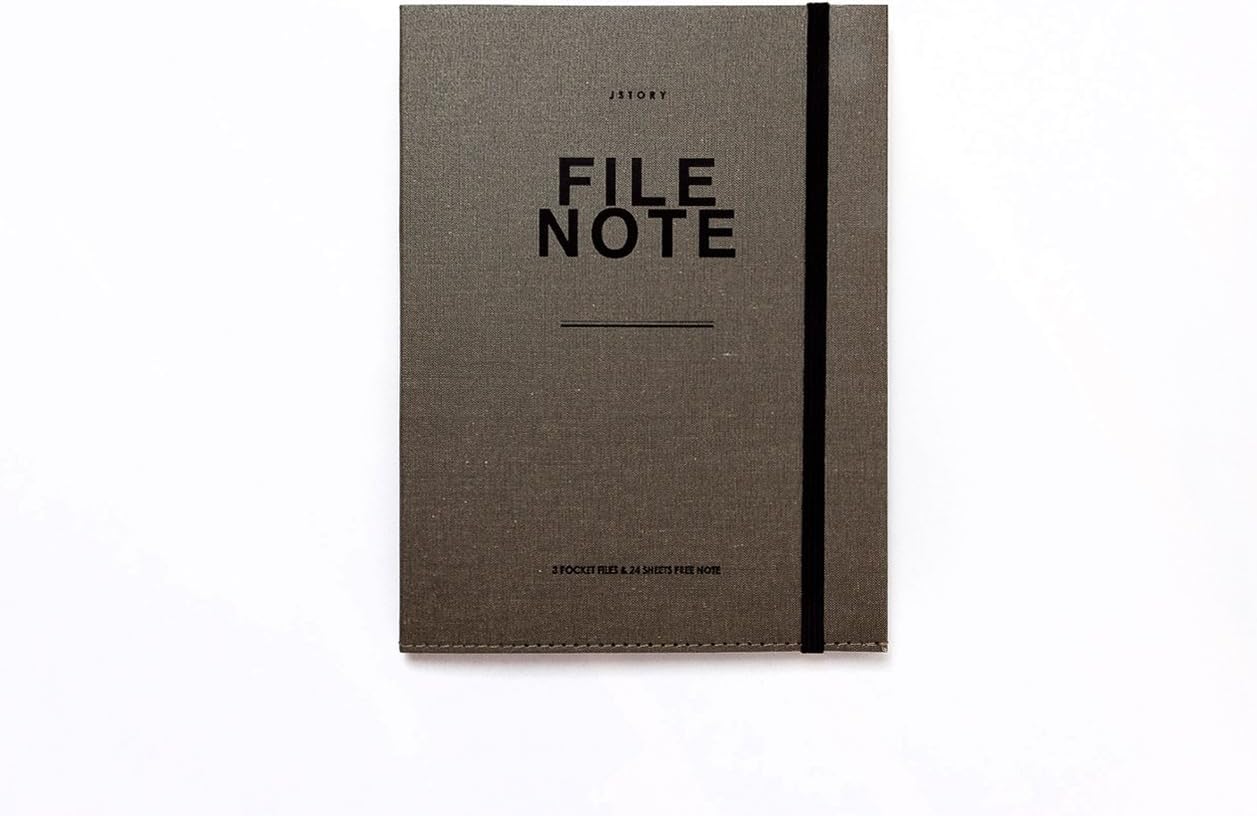 JSTORY File Note Stitch Binded Minimalist Fabric Cover Elastic Band Closure Inner Pocket Writing Composition Journal Subject College Notebook Size 6.6 x 8.7 inches 48 Sheets Gray