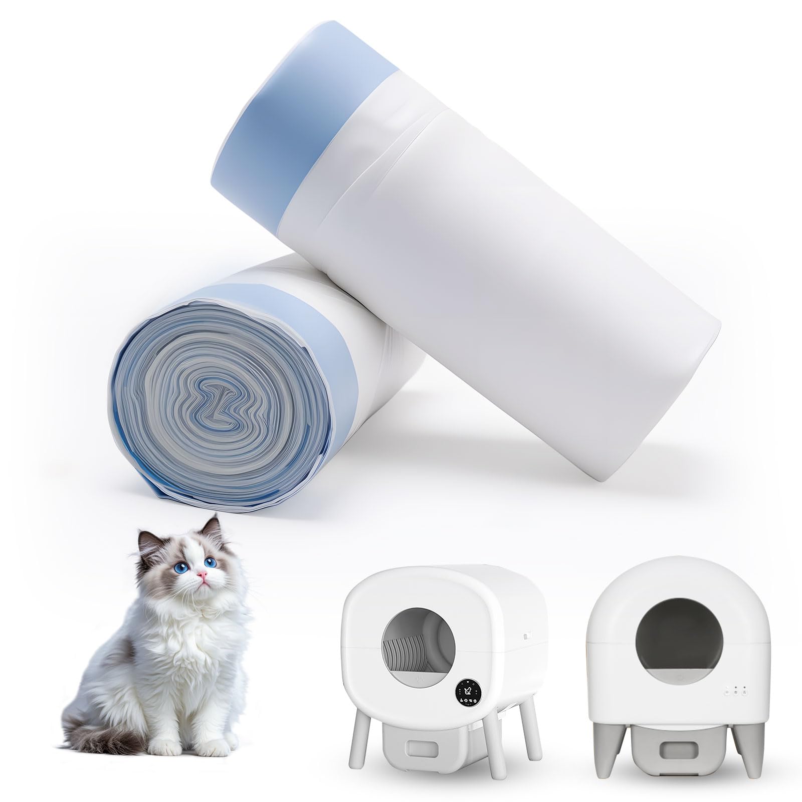 Photo 1 of 40-Pack Heavy Duty Cat Litter Box Liners for Fsitego & Fumoi Self-Cleaning Litter Boxes, Extra Thick Automatic Litter Box Bags, with Drawstring and Leakproof Cat Litter Bags