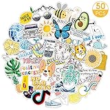 50PCs VSCO Stickers for Hydro Flask, Enjoyee Cartoon Waterproof Vinyl Water Bottle Stickers for Teens, Girls for VSCO Girls with Wrapping Box Decorated